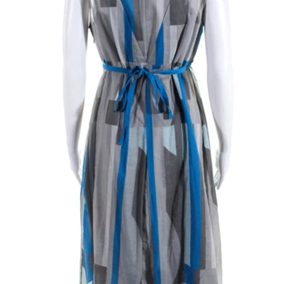 Calvin Klein Womens Sleeveless V Neck Stripe Dress (Gray/Blue) (NWT) - Picture 3 of 4